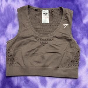 Gymshark energy seamless taupe brown sports tank crop top